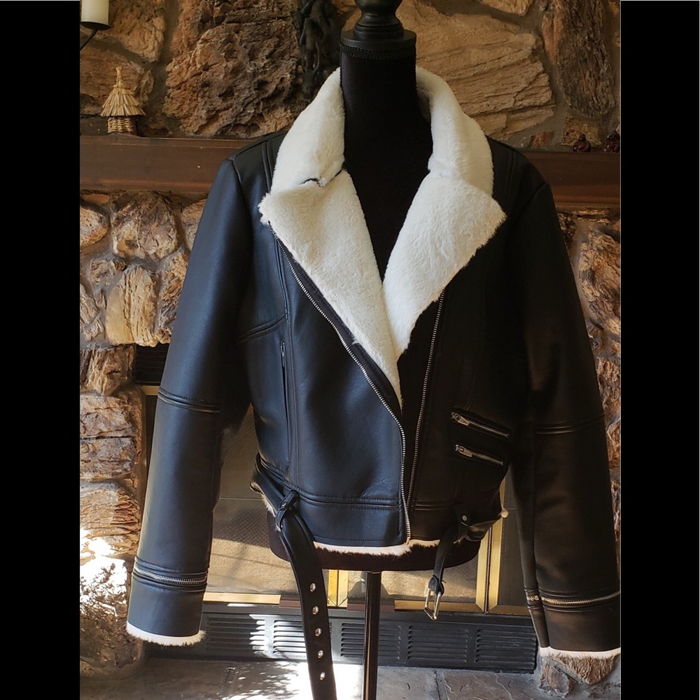Zara Faux Leather Moto Jacket  🌬